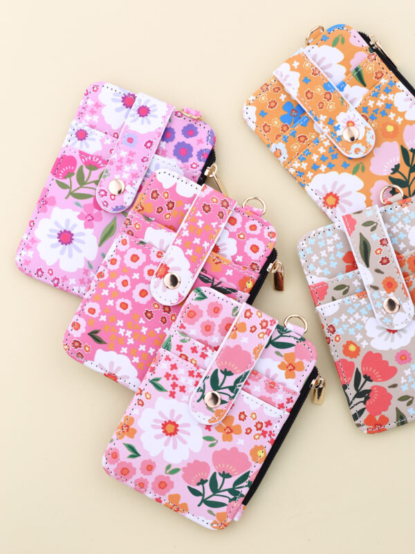 Wholesale Printed folded zipper style colorful floral coin purse
