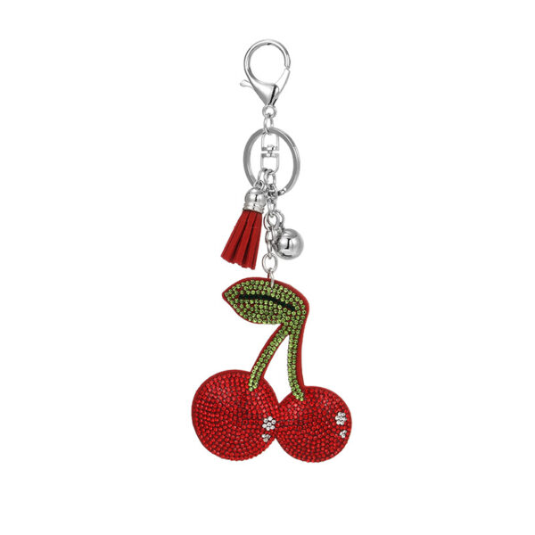 Wholesale Creative Rhinestone Cherry Keychain Pendant
