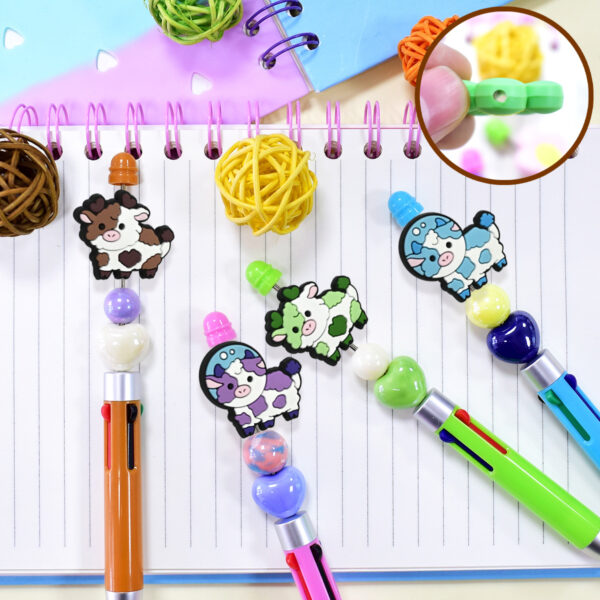 Wholesale Random 100pcs Cartoon Colorful Cow Series Pvc Soft Glue Double-Sided Focus Beads