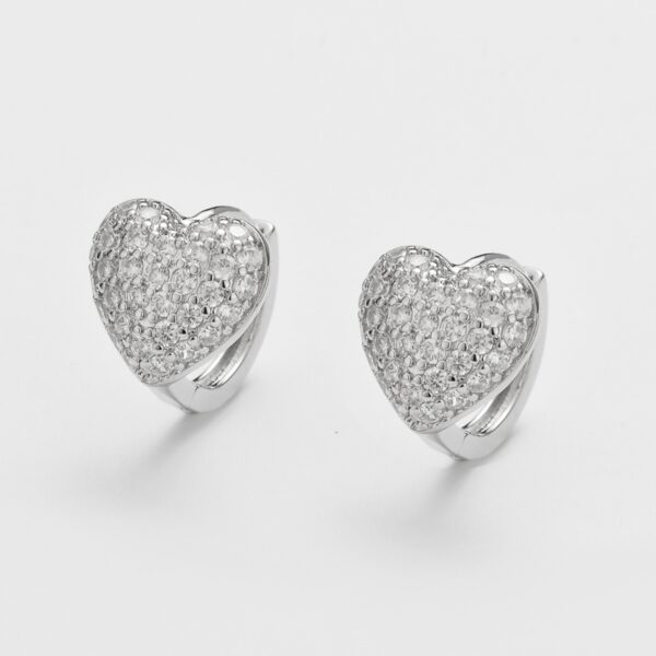 Wholesale Style Full Diamond Heart Earrings, Women's Ear Clips
