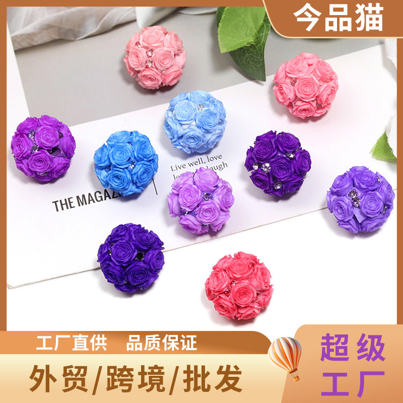 Wholesale New rose beaded necklace, fashionable and luxurious, featuring rhinestone beads, versatile acrylic heavy-duty flower beads.