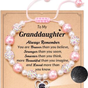 Pearl projection stone braided rope bracelet