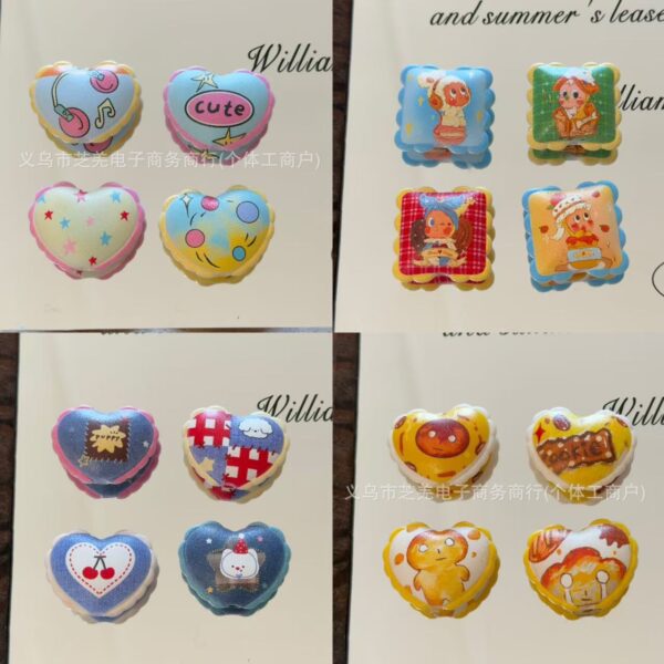 Wholesale 10pcs Printed Cartoon Graffiti Lace Acrylic Beads