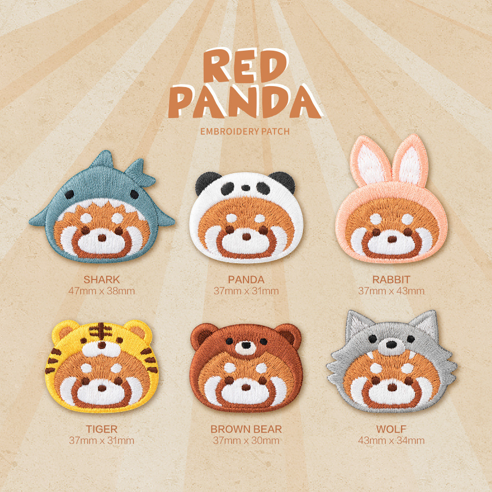 Wholesale Cute Little Panda Animal Headgear Embroidery Self-Paste Cloth Sticker DIY Patches