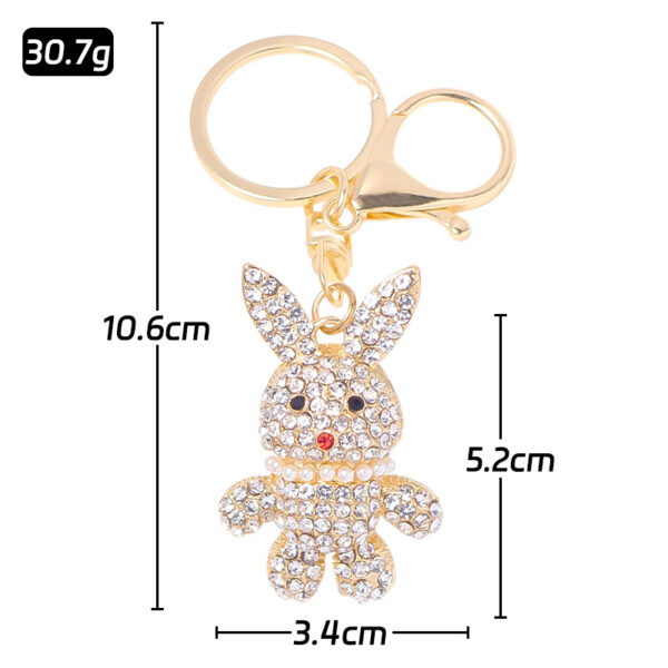 Wholesale rhinestone rabbit keychain, cute cartoon design