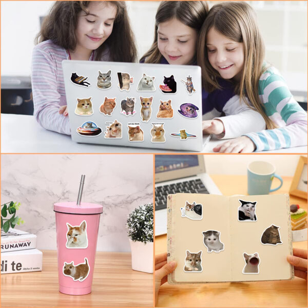Wholesale 50pcs Cartoon Cat Emoji Watermark Vinyl Stickers