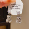 Wholesale Zircon Love White Bear Cartoon Earrings