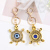 Wholesale Devil's Eye Turtle Blue Eyes with Water Diamond Metal Keychain