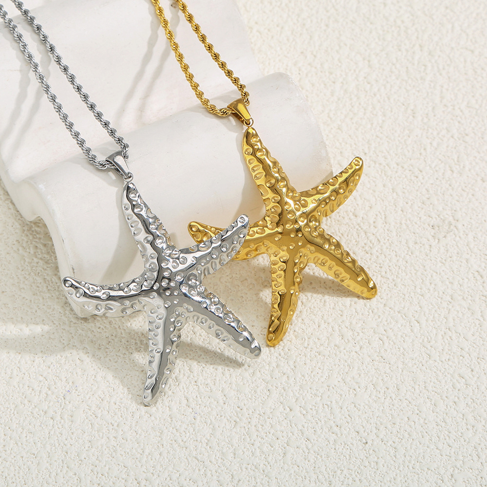 Wholesale Starfish Ocean Series Pendant Stainless Steel Necklace