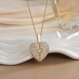 Wholesale Open and close heart-shaped wing pendant titanium steel necklace