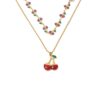 Wholesale Cherry Beaded Pearl Flower Pendant Necklace