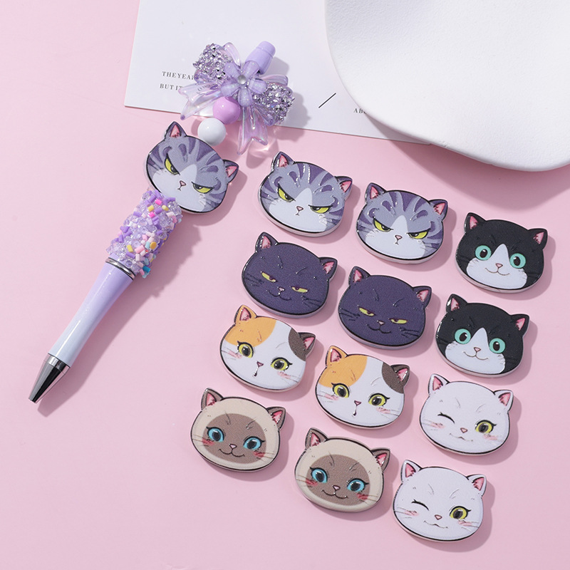 Wholesale Beaded Pen Beads DIY Acrylic Cat Relief Phone Chain Beads