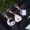 Wholesale 3-Piece Set of Oil-Drip Purple Moon Crystal Cluster Metal Keychain