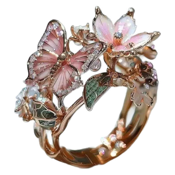 Wholesale Color Drop Oil Ring Butterfly Finger Opening Ring