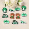 Wholesale 20pcs Cartoon Four Leaf Clover St. Patrick's Day Decoration Highland Cow Silicone Beads