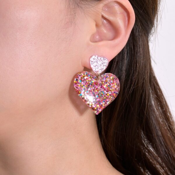 Wholesale Heart-shaped star earrings, Valentine's Day peach heart star earrings