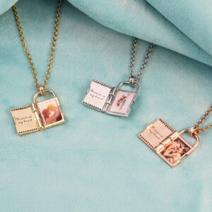 Wholesale DIY engraved color printing can open photo frame necklace