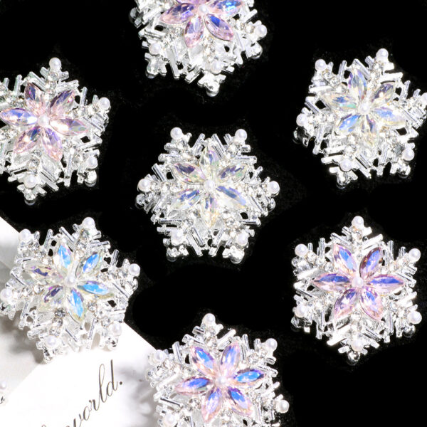 Wholesale Christmas Alloy Double-Sided Snowflake Straight-Hole Loose Beads