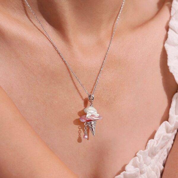 Wholesale Pearl ice cream cone bow pearl cute necklace