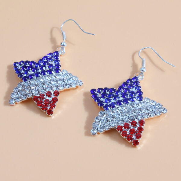 O1CN01mpzRfB1iNi3zNYKby_2208867034401-0-cib Wholesale Independence Day Diamond-encrusted Flag Five-pointed Star Pendant Earrings