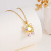 Wholesale Copper gold-plated micro inlaid zircon cat pendant stainless steel necklace