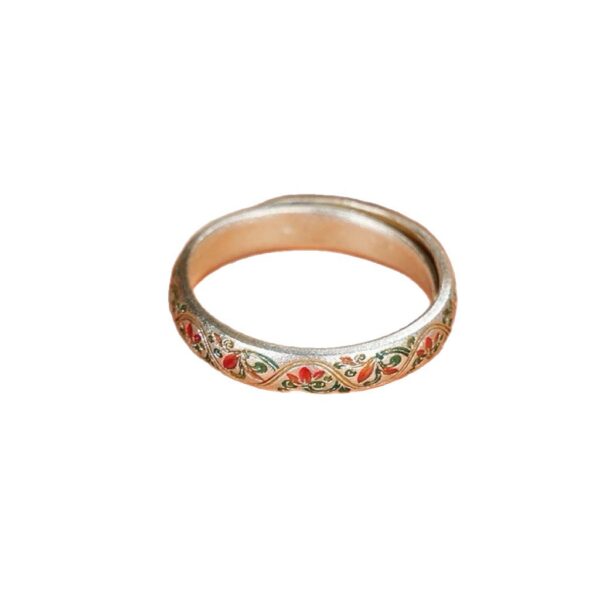 Wholesale Flower Vine Gold Enamel Index Finger Ivy Open Ring