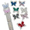Wholesale Heavy-duty alloy diamond double-sided crystal butterfly straight hole 3D Crystal Beads