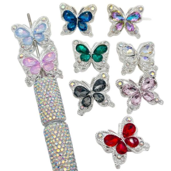 Wholesale Heavy-duty alloy diamond double-sided crystal butterfly straight hole 3D Crystal Beads