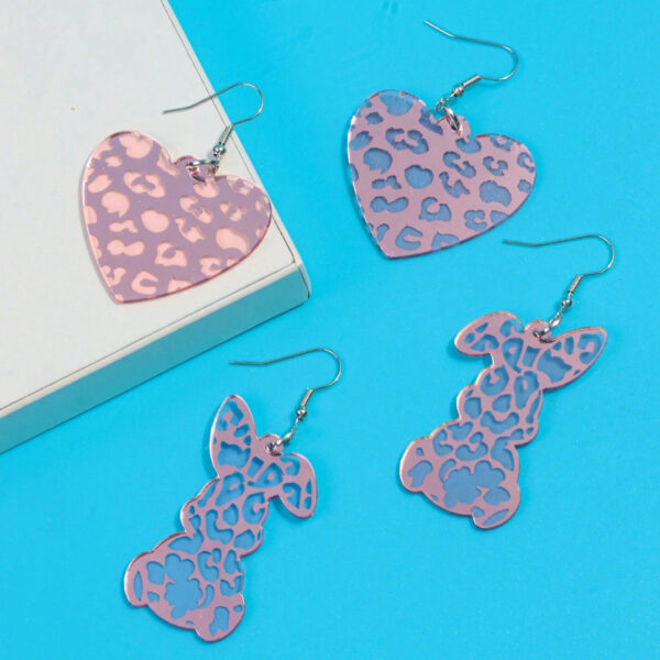 Wholesale Easter Cute Rabbit Peach Heart Acrylic Earrings