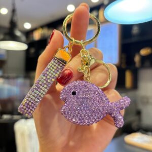 Multicolored, diamond-encrusted fish (purple) / 3*5