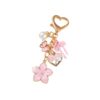 Wholesale Enamel Flower Keychain Butterfly Love Inlaid Pearl Pendant Bag Pendant