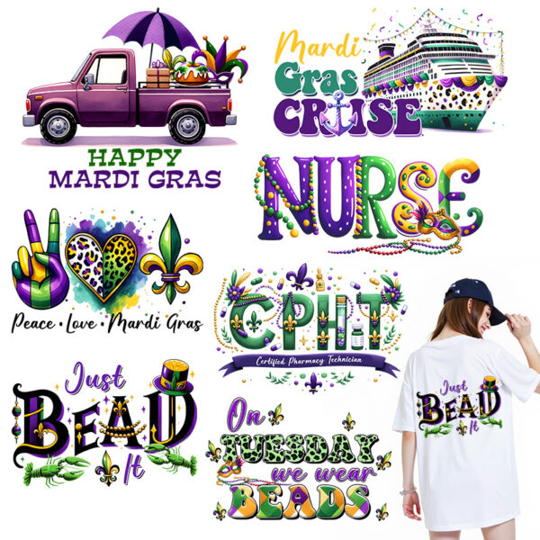 Wholesale Carnival Festival Pattern Clothing UV DTF Ready to Press Transfers Wraps