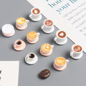 Wholesale Resin miniature coffee cup plate and saucer set