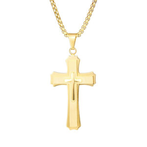 All gold cross necklace