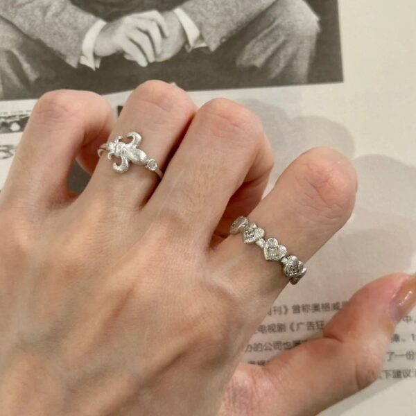 Wholesale Silver Brushed Starburst Zircon Ring Open Ring