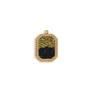 Octagon Splice Colored Bead Pendant-Gold-Green