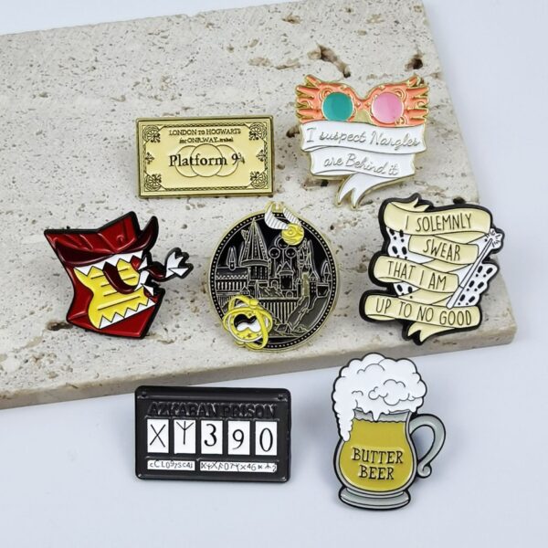 Wholesale Beer Landscape Alphabet Geometric Metal Brooch