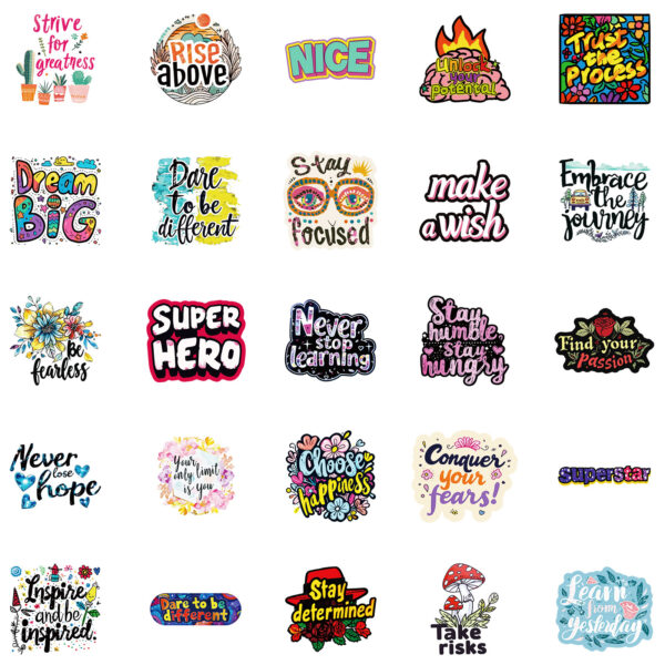 Wholesale 50pcs Colorful Inspirational English Waterproof Vinyl Stickers