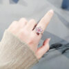 Wholesale Flower Pink Copper Inlaid Zircon Adjustable Open Ring
