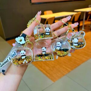 Leather cord [mixed style] Black and gold panda / Quantity 1 is 1