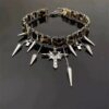 Wholesale Dark Punk Geometric Choker Rivet Collar Necklace