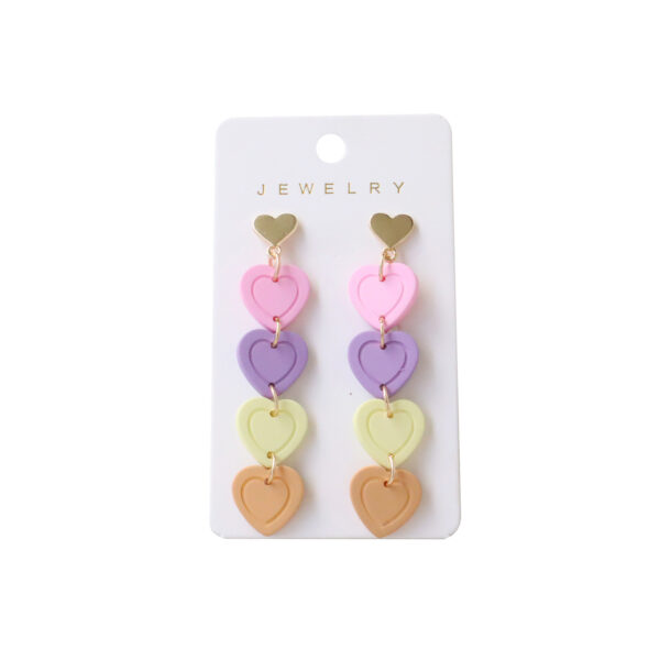 Wholesale Valentine's Day Long Heart Earrings, Colorful Acrylic Earrings