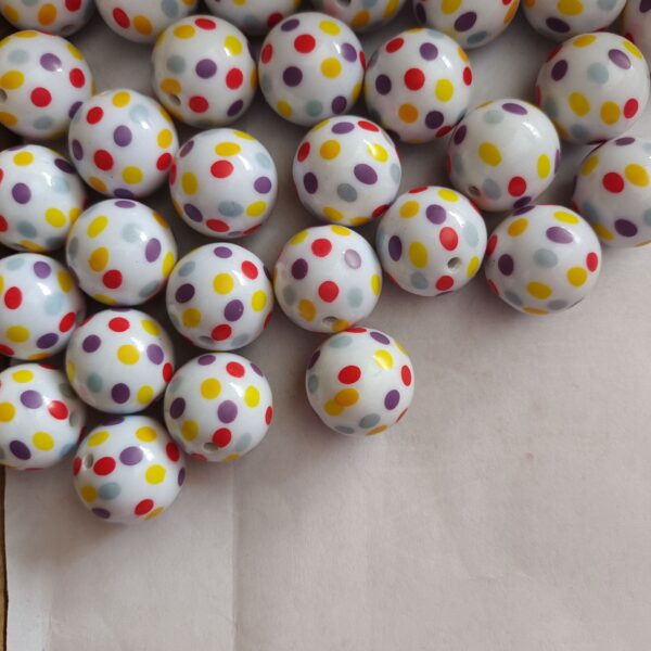 Wholesale 5pcs 20MM Acrylic Colorful Dot Printed Beads