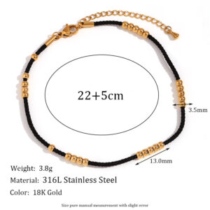 Golden black rope room 25 steel ball anklet