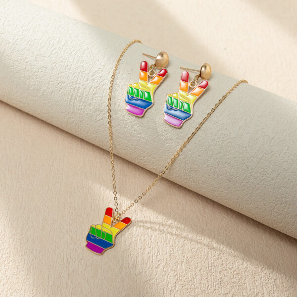 Wholesale Rainbow Love Element Necklace