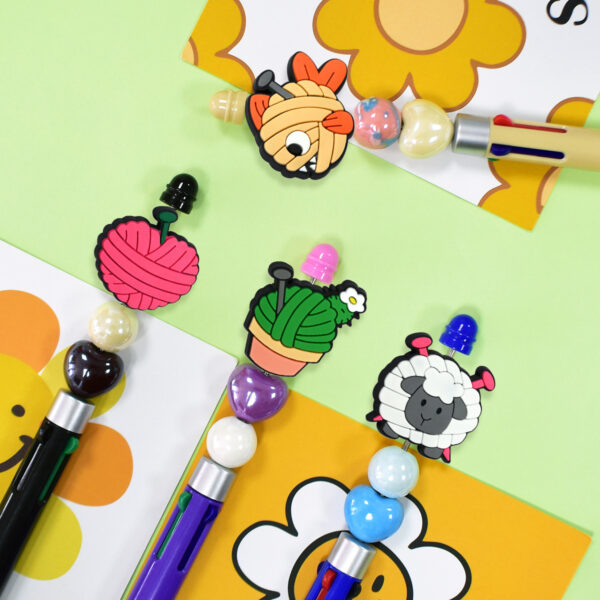 Wholesale 100pcs Wool Animal Series String Pen Beads Pvc Double-Sided Beads