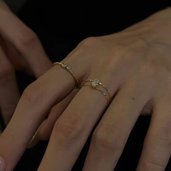 Wholesale Luxury Double-Layer Cool Water Drop Ring Open Index Finger Ring