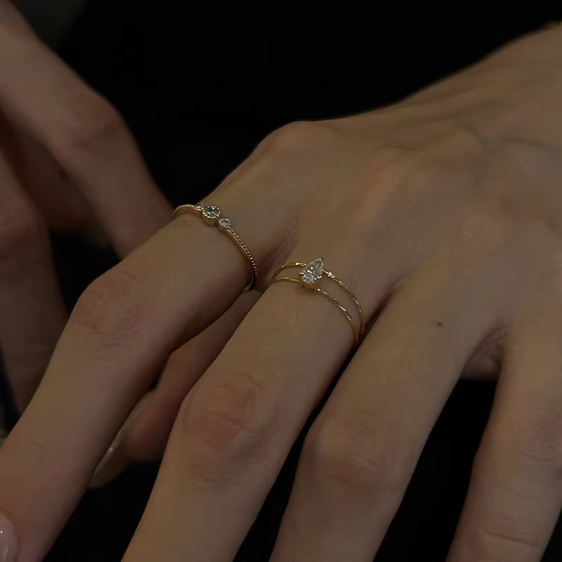 Wholesale Luxury Double-Layer Cool Water op Ring Open Index Finger Ring