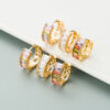 Wholesale Colored zircon brass gold-plated earrings
