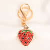 Wholesale Sweet Strawberry Cute Diamond Set Metal Keychain